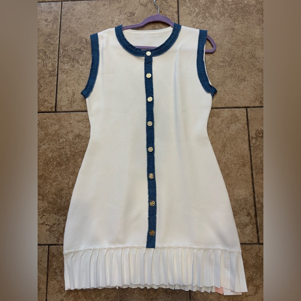 Micas Knit Metallic Button Patchwork Sleeveless S… - image 2